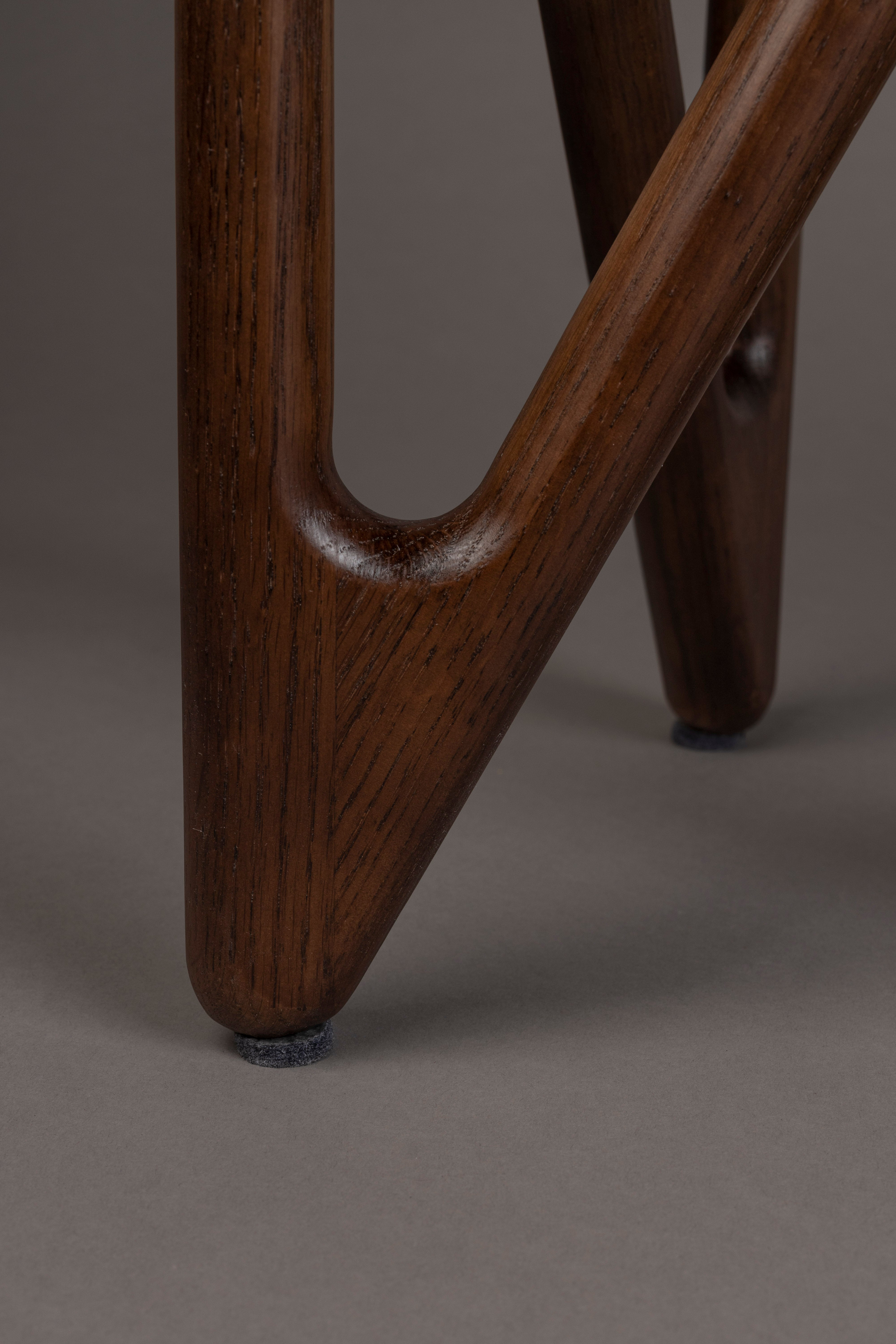 Dutchbone Naia Abstract Brown Wood & Smoked Glass Side Table